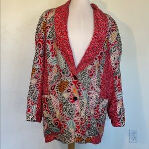 Vintage Adam Douglass Silk Open Button Front Pockets Comfortable Fit Jacket